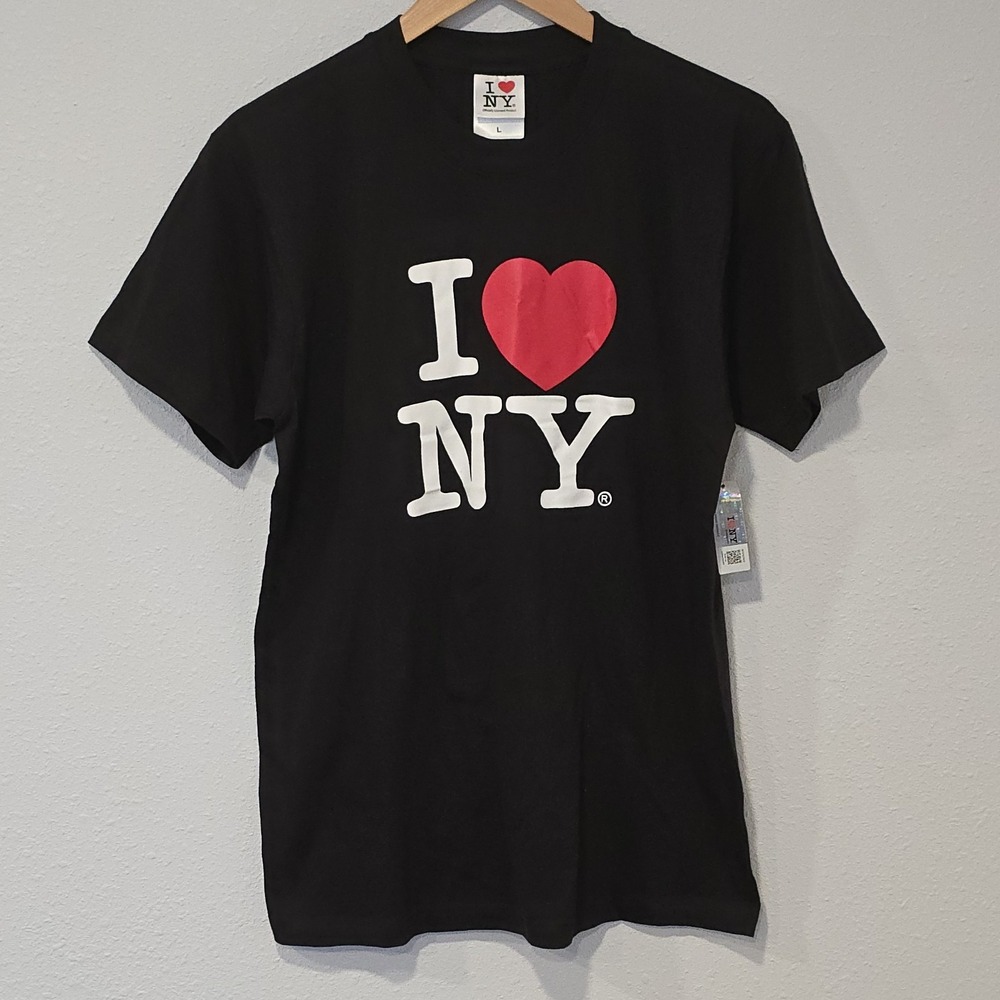 I‎ Love NY Black Graphic T-Shirt Large NWT Rafia Tees USA Made Tourist Souvenir